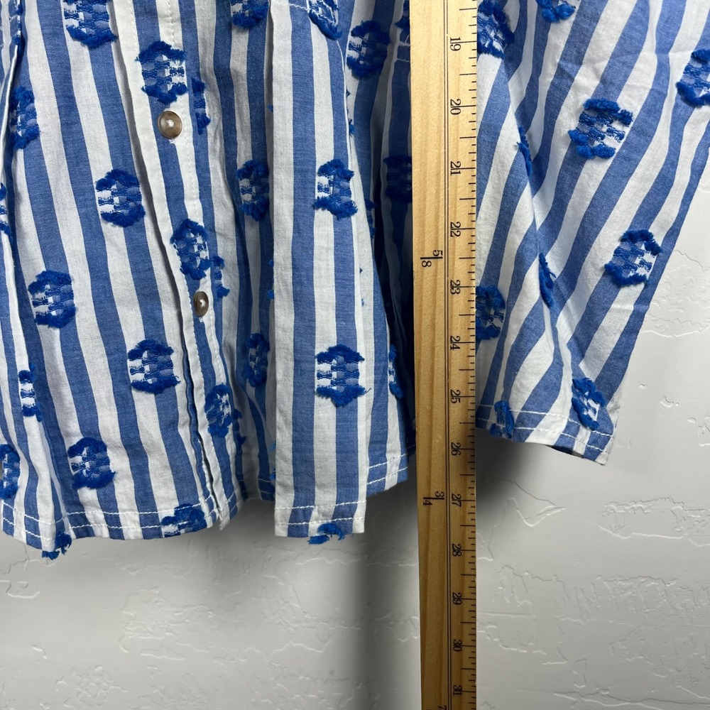 Anthropologie Pilcro Plus 3X Blue White Striped Tufted Button Down Top NEW - Picture 6 of 11